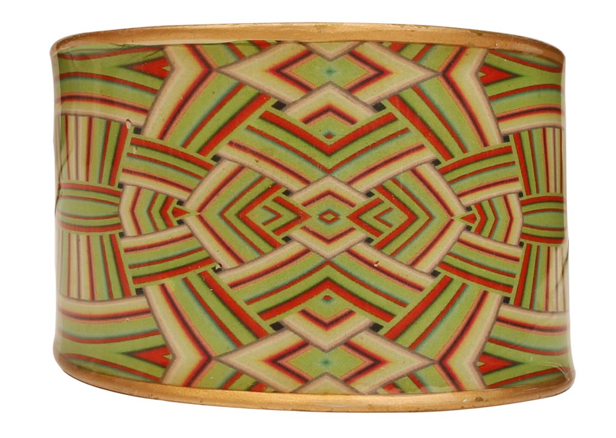 2.6” Brass Cuff Bracelet with Colorful Dimensional Pattern - Antique-Look Accessories / Jewelry / Gifts for Her - Buy in Bulk Wholesale